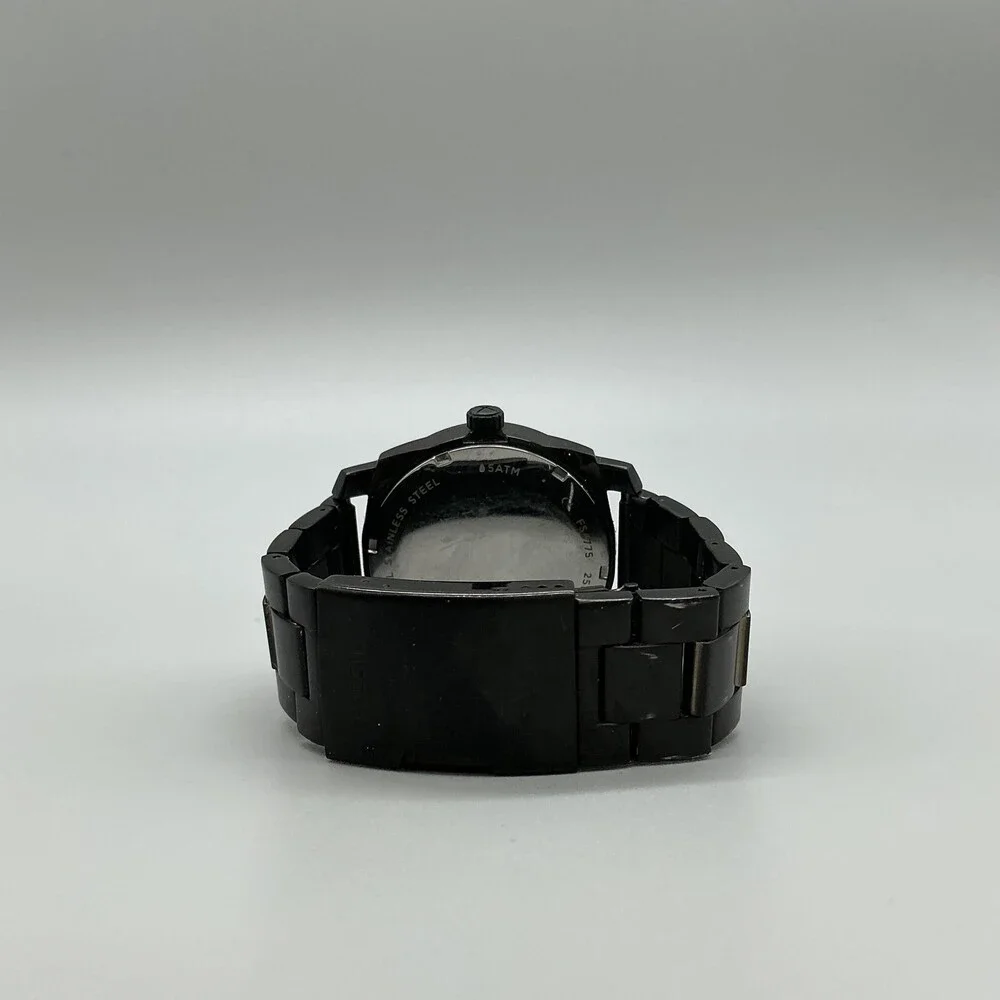 Fossil Machine FS4775 Mens Watch 42mm Black Dial Stainless New Battery 6.5